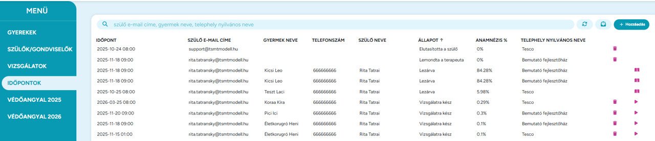 LTSZ appointment list — bookings from your website appear automatically