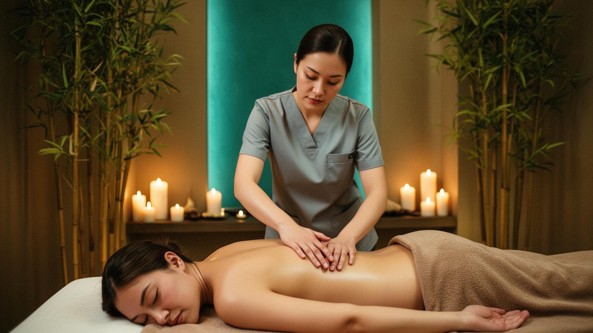 Masszőr vendéggel dolgozik