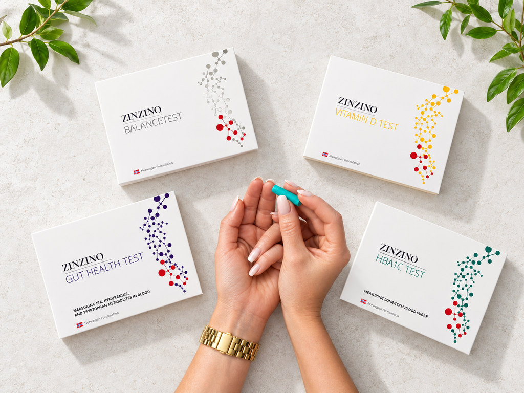 A négy Zinzino otthoni teszt: BalanceTest, Gut Health Test, Vitamin D Test és HbA1c Test