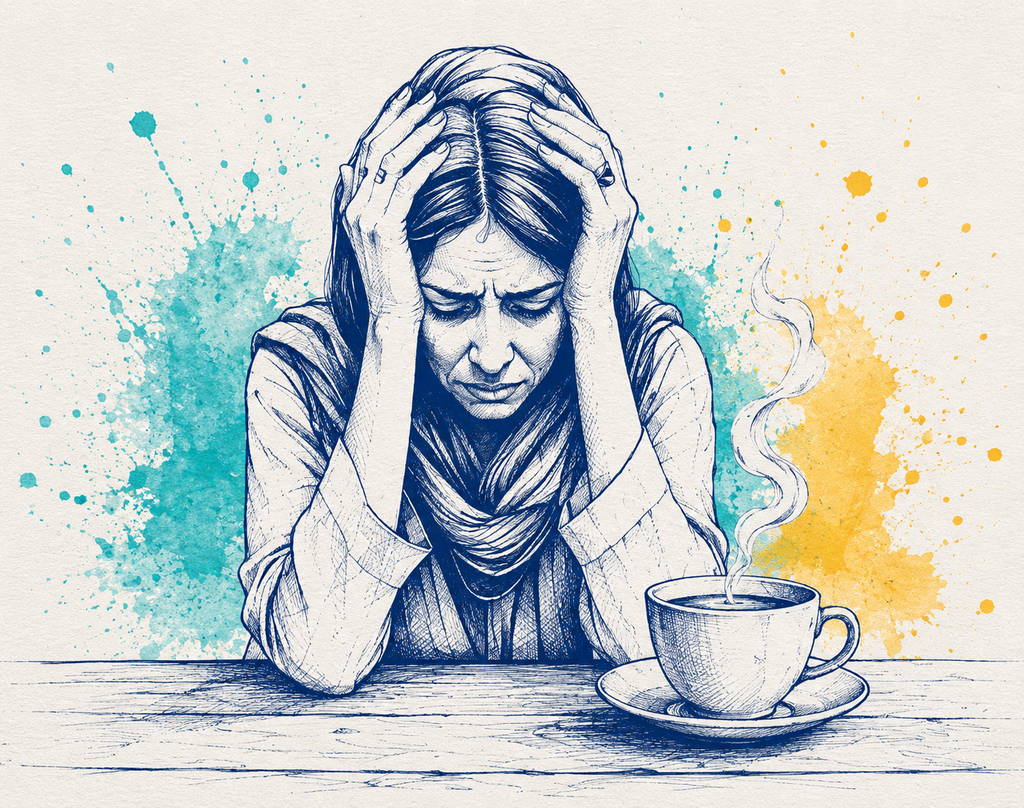 Stresszes fiatal férfi az órát nézi